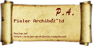 Pieler Archibáld névjegykártya
